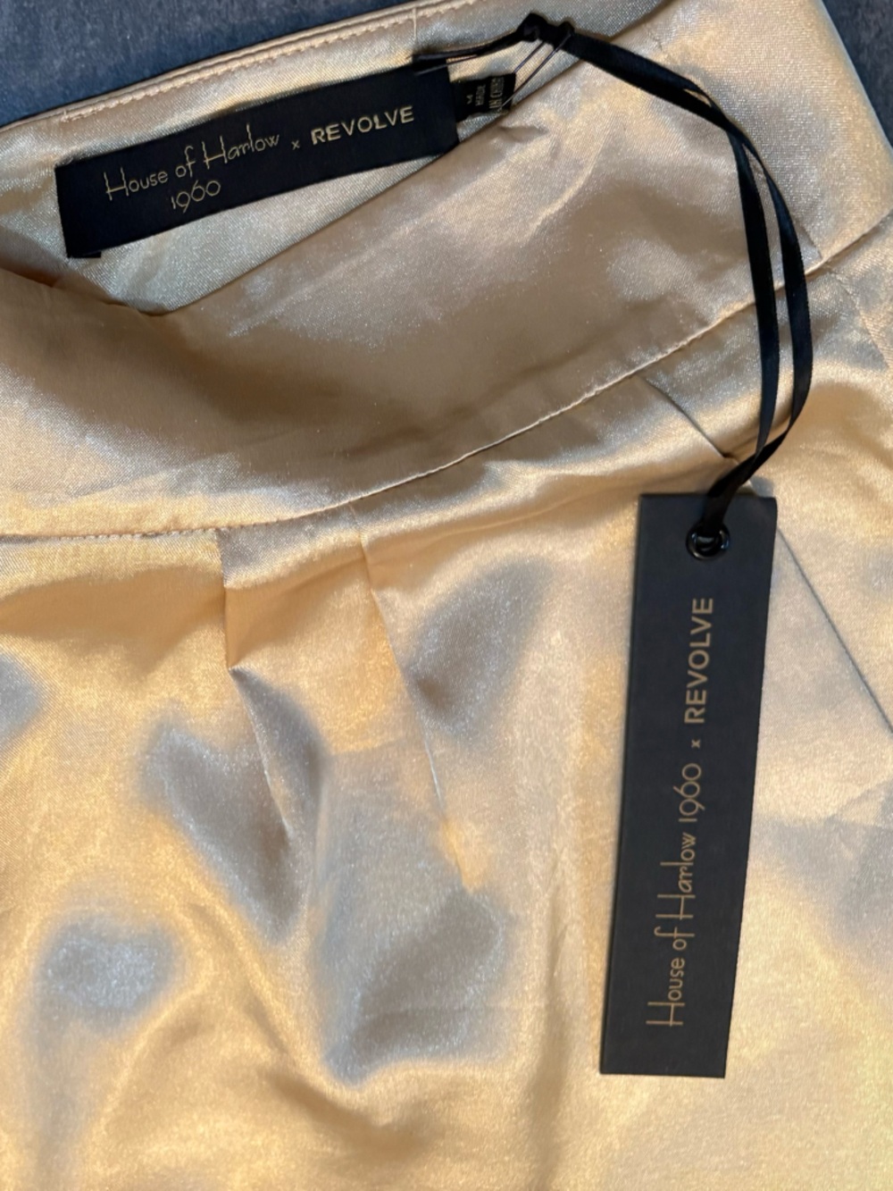House of Harlow 1960 x REVOLVE Gold Metallic Wide Leg Pants Medium NWT High Rise - Picture 6 of 11